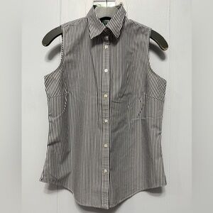 #1) Lauren Ralph Lauren Black and White Striped Top